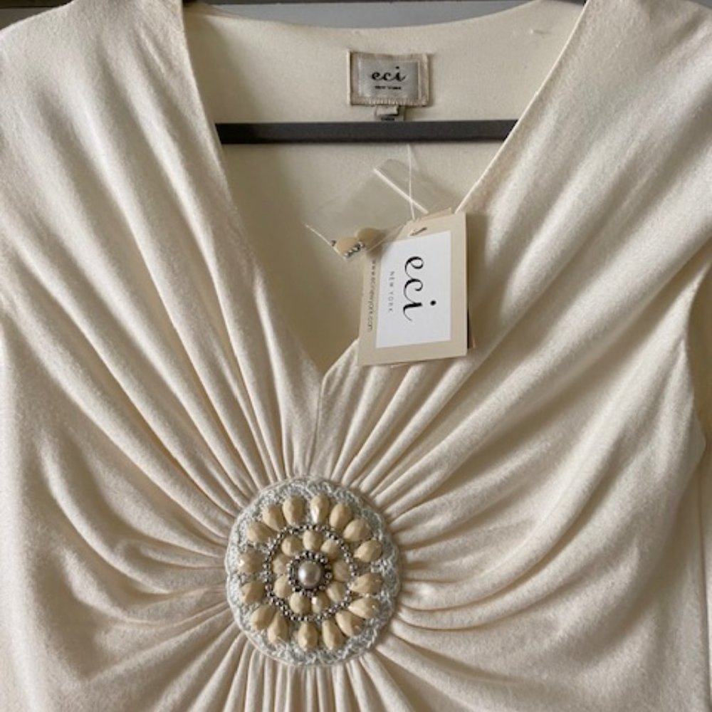 ECI Cream Beaded Dress